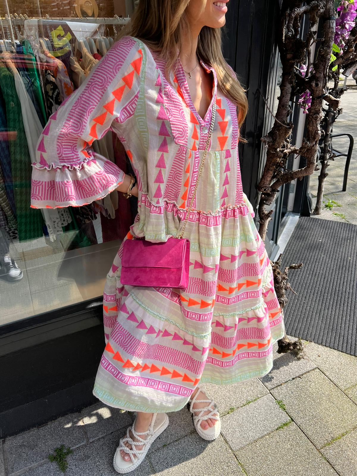 Politiek Umeki Definitief Hannah aztec maxi dress beige & neon – LOF Boutique