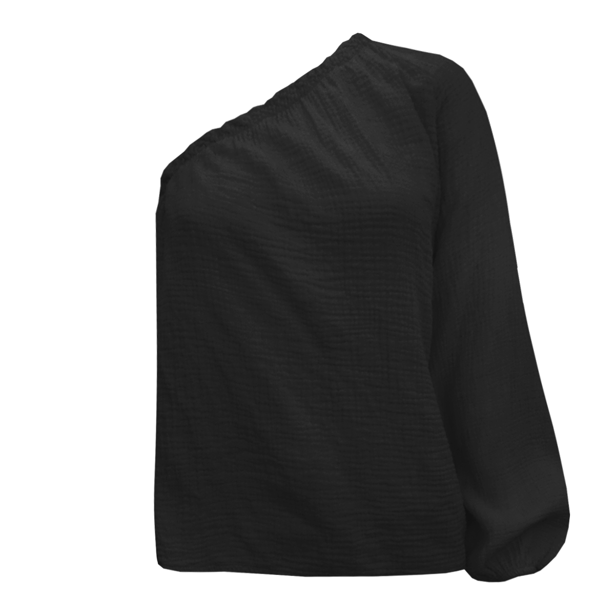 One sleeve mouseline top black - LOF Boutique
