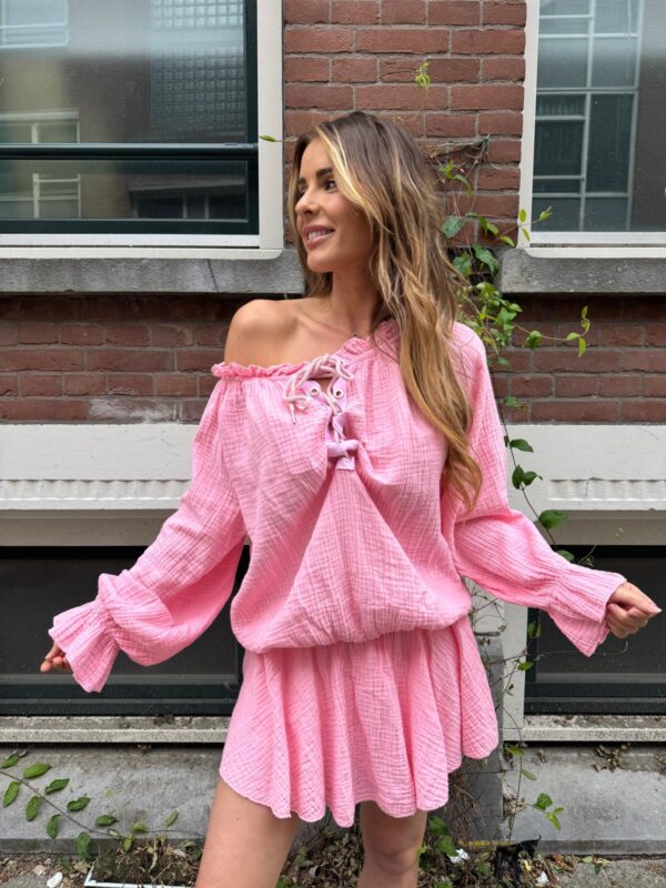 Paige | Playsuit Lace Pink - Afbeelding 2